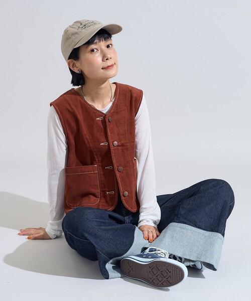 FREAK'S STORE(フリークスストア)の「RED KAP × FREAK'S STORE/レッドキャップ バッグギャザー コーデュロイベスト(ベスト・レディース・レンガ/ベージュ/ネイビー・フリ-)」の22枚目の写真