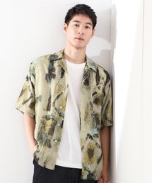 アートプリントメッシュ半袖シャツ 【洗濯機OK】