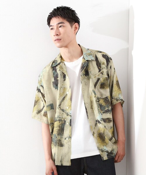 THE SHOP TK （ザ ショップ ティーケー ）の「アートプリントメッシュ半袖シャツ　【洗濯機OK】（シャツ/ブラウス・メンズ・ライトグレー系3/ベージュ系3・02/03/04）」の6枚目の写真