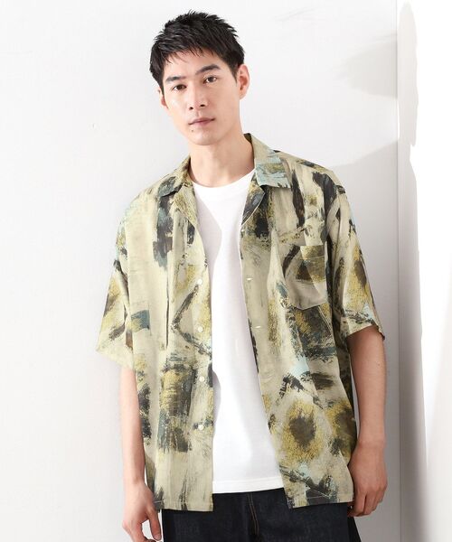 THE SHOP TK （ザ ショップ ティーケー ）の「アートプリントメッシュ半袖シャツ　【洗濯機OK】（シャツ/ブラウス・メンズ・ライトグレー系3/ベージュ系3・02/03/04）」の7枚目の写真