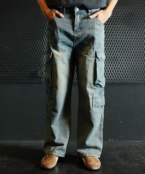 Beno（ビーノ）の「ワイドデニムカーゴパンツ（カーゴパンツ・メンズ・ブルー・MEDIUM/LARGE/X-LARGE）」の2枚目の写真