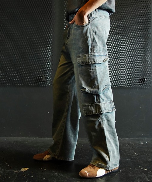 Beno（ビーノ）の「ワイドデニムカーゴパンツ（カーゴパンツ・メンズ・ブルー・MEDIUM/LARGE/X-LARGE）」の3枚目の写真