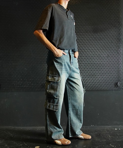 Beno（ビーノ）の「ワイドデニムカーゴパンツ（カーゴパンツ・メンズ・ブルー・MEDIUM/LARGE/X-LARGE）」の5枚目の写真