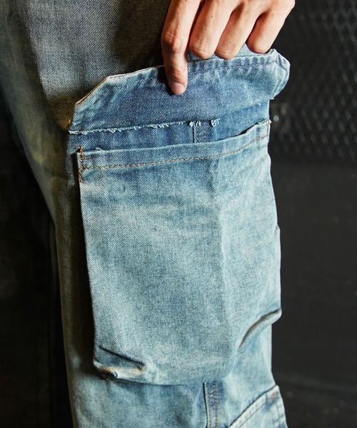 Beno（ビーノ）の「ワイドデニムカーゴパンツ（カーゴパンツ・メンズ・ブルー・MEDIUM/LARGE/X-LARGE）」の8枚目の写真