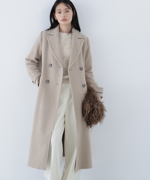 NATURAL BEAUTY BASIC（ナチュラルビューティーベーシック）の「◇ビッグカラーダブルチェスターコート（チェスターコート・レディース・チャコールグレー/ダークブラウン/ベージュ/グレー・SMALL/MEDIUM/P/S）」の5枚目の写真