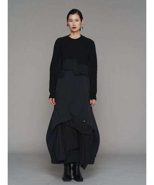 CABLE LAYER SHORT KNIT TOP / ケーブルレイヤーショートニットトップ