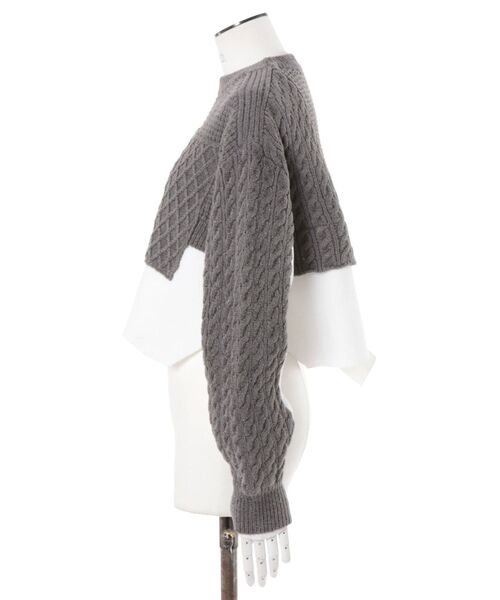 UN3D.(アンスリード)の「CABLE LAYER SHORT KNIT TOP / ケーブルレイヤーショートニットトップ(ニット/セーター・レディース・ホワイト/グレー/ブラック・FREE)」の11枚目の写真