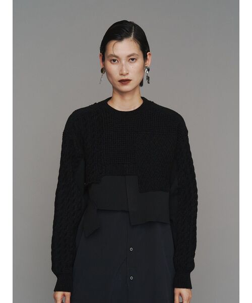 CABLE LAYER SHORT KNIT TOP / ケーブルレイヤーショートニット