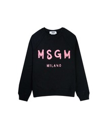 MSGM 黒 スウェット トレーナー　ピンクロゴ MSGM エムエスジーエム トレーナー ロゴ ボックス スウェット
