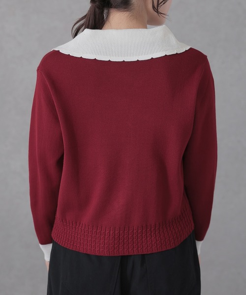 Lace Ladies(レースレディース)の「配色 ハート ボタン ビッグカラー ニット カーディガン(カーディガン/ボレロ・レディース・アイボリー/レッド/グレー・FREE)」の22枚目の写真