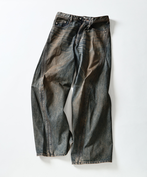 NVRFRGT / ネヴァーフォーゲット 3D TWISTED WIDE LEG JEANS MUD
