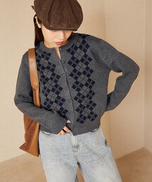 PUBLUX | PUBLUX/パブリュクス アーガイル柄 ジャガード ニットカーデ　限定展開(カーディガン/ボレロ)