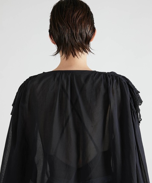 crinkle crinkle crinkle（クリンクルクリンクルクリンクル）の「【crinkle crinkle crinkle】scallop frill blouse/スカラップフリルブラウス（シャツ/ブラウス・レディース・ブラック/ホワイト・FREE）」の19枚目の写真