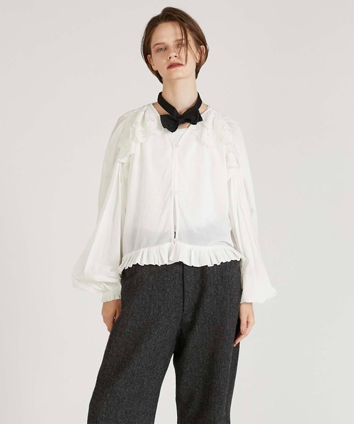 crinkle crinkle crinkle/フリルカラーブラウス ☆crinkle crinkle crinkleコットンフリルカラーシャツ☆