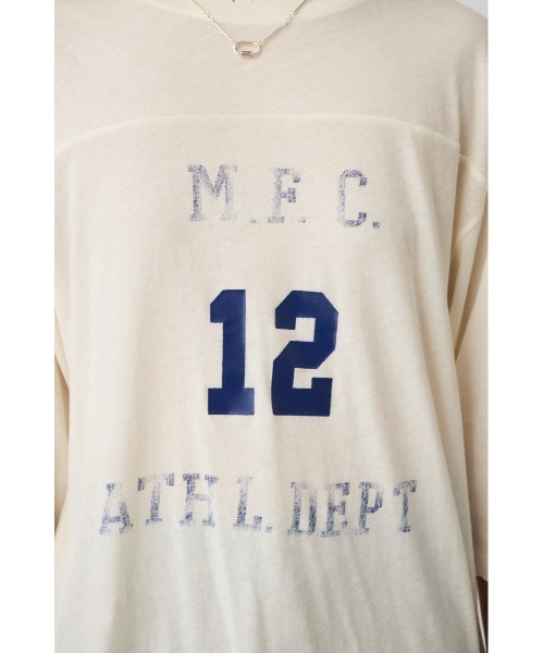 MOUSSY(マウジー)の「BROKEN FOOTBALL Tシャツ(Tシャツ/カットソー・レディース・ブラウン/オフホワイト・FREE)」の8枚目の写真