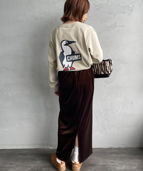 CHUMS（チャムス）の「【WEB限定】[CHUMS/チャムス] BOOBY LOGO バックプリント ロングスリーブTシャツ（Tシャツ/カットソー・レディース・ブラック/ホワイト/グレイッシュベージュ・M/XL/L）」の4枚目の写真