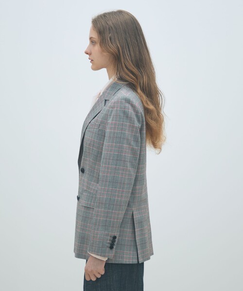 セール】ライトウールチェック ダブルブレストジャケット（テーラード
