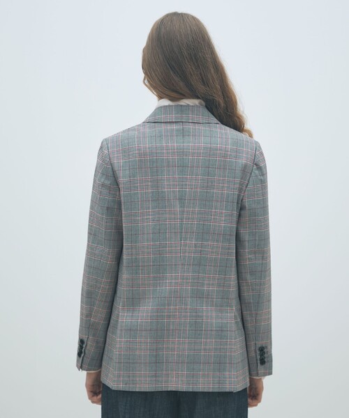セール】ライトウールチェック ダブルブレストジャケット（テーラード