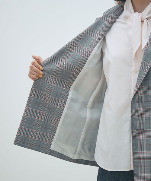 美品⁂マカフィー⁂ダブルブレスト　テーラード　ジャケット　チェック　ライトウール マカフィー MACPHEE ライトウールチェック ダブルブレストジャケット