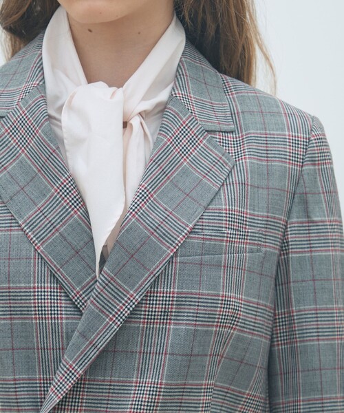 セール】ライトウールチェック ダブルブレストジャケット（テーラード