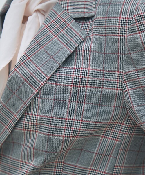 セール】ライトウールチェック ダブルブレストジャケット（テーラード