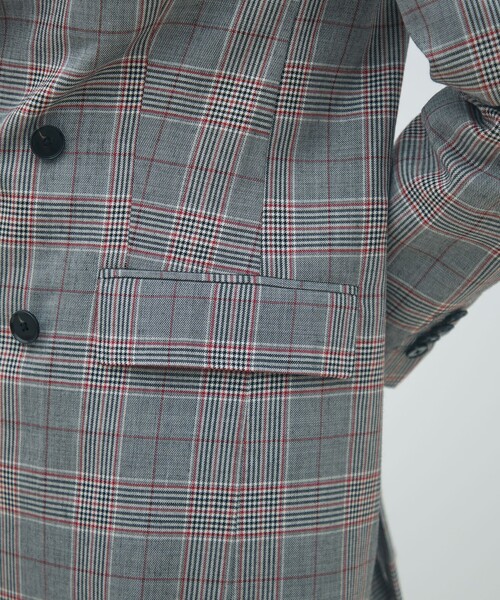 セール】ライトウールチェック ダブルブレストジャケット（テーラード