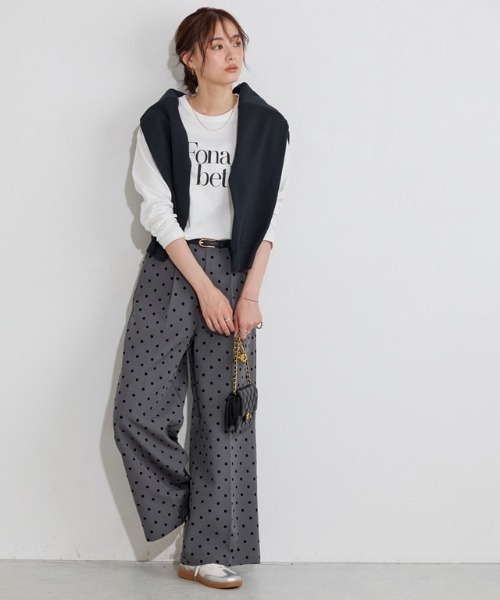 Pierrot（ピエロ）の「フロッキードットワイドパンツ（その他パンツ・レディース・ブラック/チャコール・L/M/PM）」の3枚目の写真
