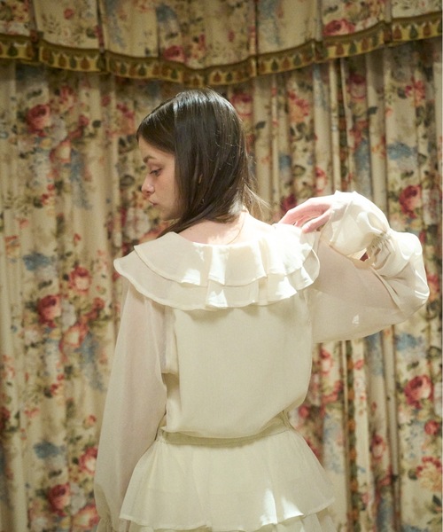 Lovilyn（ラヴィリン）の「ラッフルフリルチョーカーワンピース（ワンピース・レディース・ホワイト/ホワイト系その他/ブラウン・FREE）」の22枚目の写真