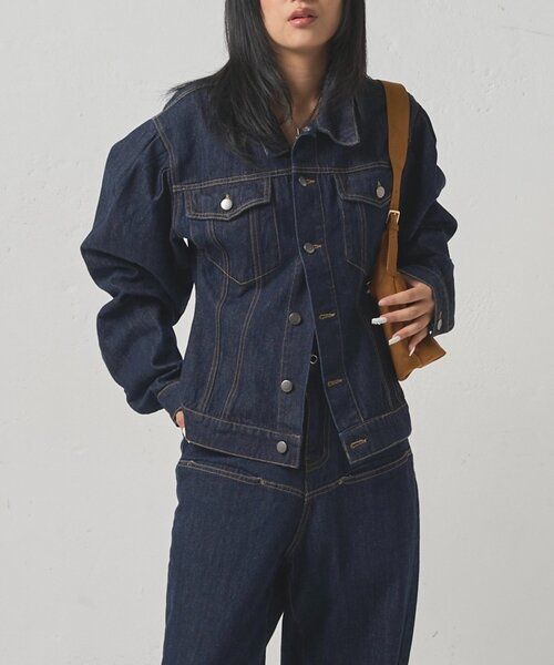 WHO'S WHO gallery（フーズフーギャラリー）の「パフスリーブデニムジャケット（デニムジャケット・レディース・ブラウン/ネイビー・FREE）」の22枚目の写真