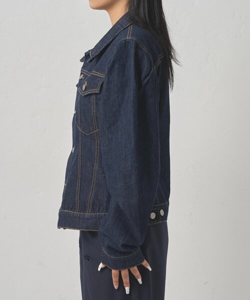 WHO'S WHO gallery（フーズフーギャラリー）の「パフスリーブデニムジャケット（デニムジャケット・レディース・ブラウン/ネイビー・FREE）」の9枚目の写真
