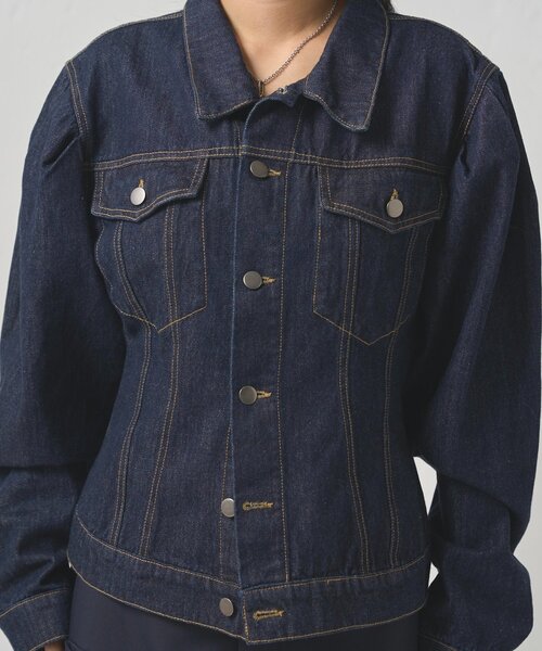 WHO'S WHO gallery（フーズフーギャラリー）の「パフスリーブデニムジャケット（デニムジャケット・レディース・ブラウン/ネイビー・FREE）」の8枚目の写真
