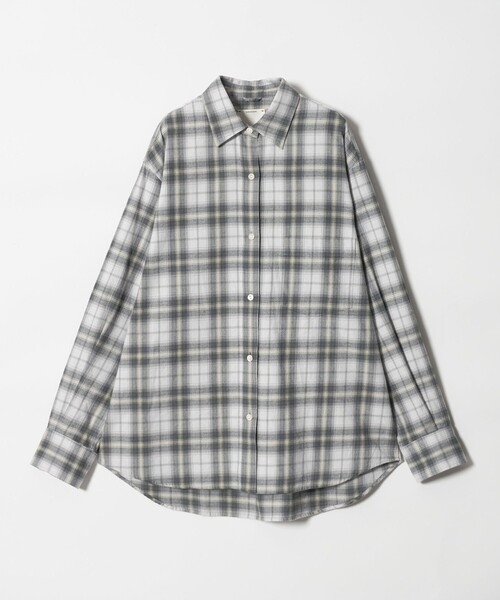 コンテ コットンフランネル チェックシャツ グレー /DF ■OS conte（コンテ）の「＜conte＞コットンフランネル チェックシャツ