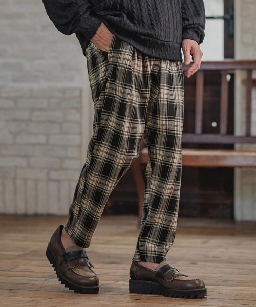 CAMBIO(カンビオ)の「mp14203-Check Ponti Tapered Pants テーパードパンツ(A57025cmb)(その他パンツ・メンズ・ブラック/ネイビー・S/M/L)」の3枚目の写真
