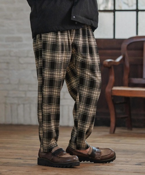 CAMBIO(カンビオ)の「mp14203-Check Ponti Tapered Pants テーパードパンツ(A57025cmb)(その他パンツ・メンズ・ブラック/ネイビー・S/M/L)」の4枚目の写真