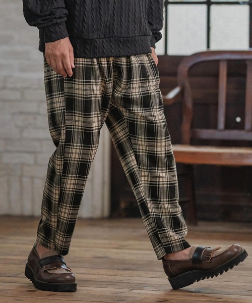 CAMBIO(カンビオ)の「mp14203-Check Ponti Tapered Pants テーパードパンツ(A57025cmb)(その他パンツ・メンズ・ブラック/ネイビー・S/M/L)」の5枚目の写真