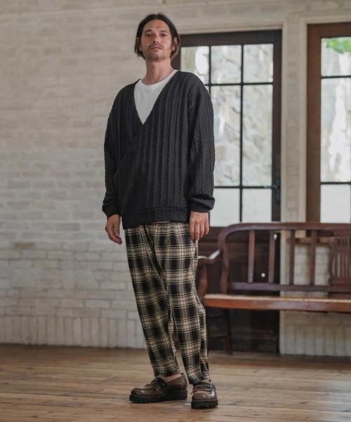 CAMBIO(カンビオ)の「mp14203-Check Ponti Tapered Pants テーパードパンツ(A57025cmb)(その他パンツ・メンズ・ブラック/ネイビー・S/M/L)」の6枚目の写真