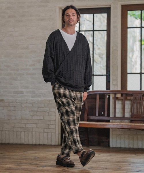 CAMBIO(カンビオ)の「mp14203-Check Ponti Tapered Pants テーパードパンツ(A57025cmb)(その他パンツ・メンズ・ブラック/ネイビー・S/M/L)」の7枚目の写真