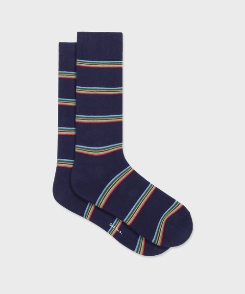 Paul Smith(ポールスミス)の「ブロックストライプ ソックス【250640 CS】(ソックス/靴下・メンズ・ネイビー/ブラック・25-27)」の1枚目の写真