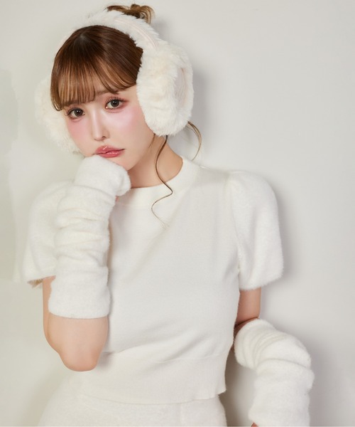 アニュアンス　ノベルティ　ニット帽&アームウォーマー　アイボリー アニュアンス ノベルティ ニット帽&アームウォーマー アイボリー