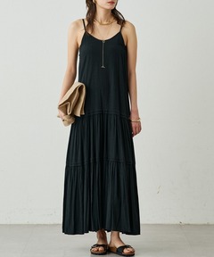 ラウンジドレス　サテンティアードワンピース　 ブラウン LOUNGEDRESS（ラウンジドレス）の「【3サイズ展開】サテン