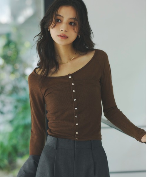 シアーウールレイヤリングトップス（ニット/セーター）｜anuans（ア