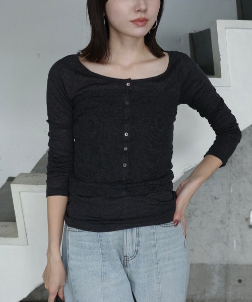 シアーウールレイヤリングトップス（ニット/セーター）｜anuans