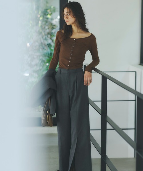 シアーウールレイヤリングトップス（ニット/セーター）｜anuans（ア