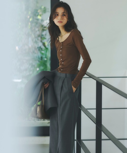 シアーウールレイヤリングトップス（ニット/セーター）｜anuans