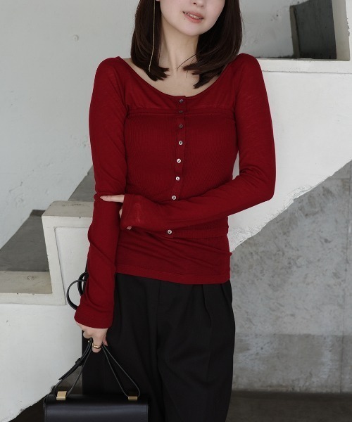 シアーウールレイヤリングトップス（ニット/セーター）｜anuans