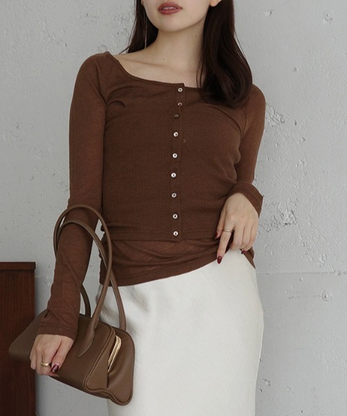 シアーウールレイヤリングトップス（ニット/セーター）｜anuans