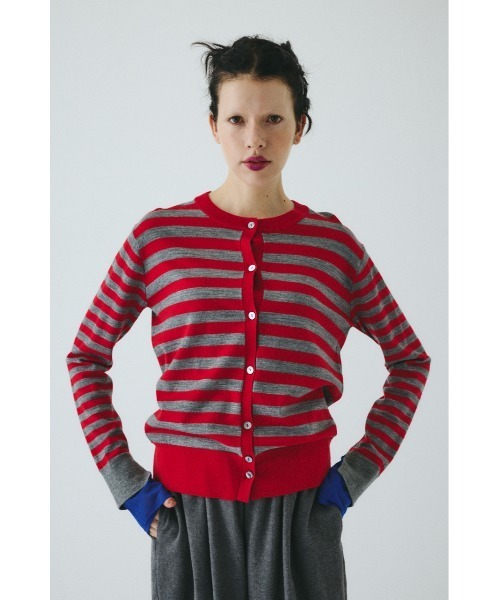 HeRIN.CYE(ヘリンドットサイ)の「Border knit cardigan ボーダーニットカーディガン(カーディガン/ボレロ・レディース・レッド系その他/グリーン系その他/ブルー系その他・FREE)」の3枚目の写真