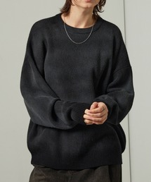 【Alfred Alex】ヴィンテージライク ラバースプレー加工 オーバーサイズリブニット