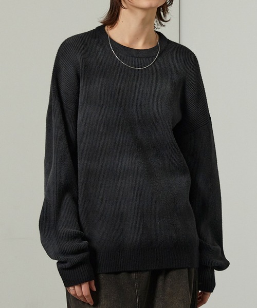 Alfred Alex（アルフレッドアレックス）の「【Alfred Alex】ヴィンテージライク ラバースプレー加工 オーバーサイズリブニット（ニット/セーター・メンズ・ブラック/ネイビー/レッド/グレー・L/M）」の22枚目の写真