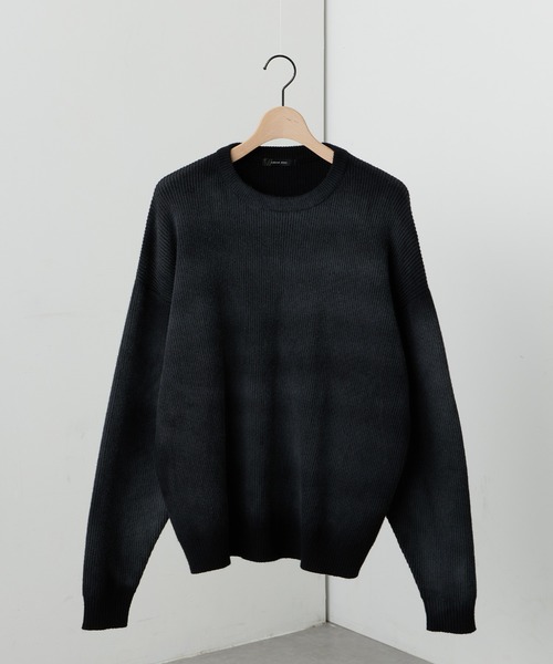 Alfred Alex（アルフレッドアレックス）の「【Alfred Alex】ヴィンテージライク ラバースプレー加工 オーバーサイズリブニット（ニット/セーター・メンズ・ブラック/ネイビー/レッド/グレー・L/M）」の6枚目の写真